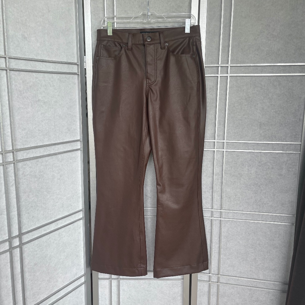 Nwot Veronica Beard Brown Faux Leather Beverly Skinny Flare Pants Sz 29
